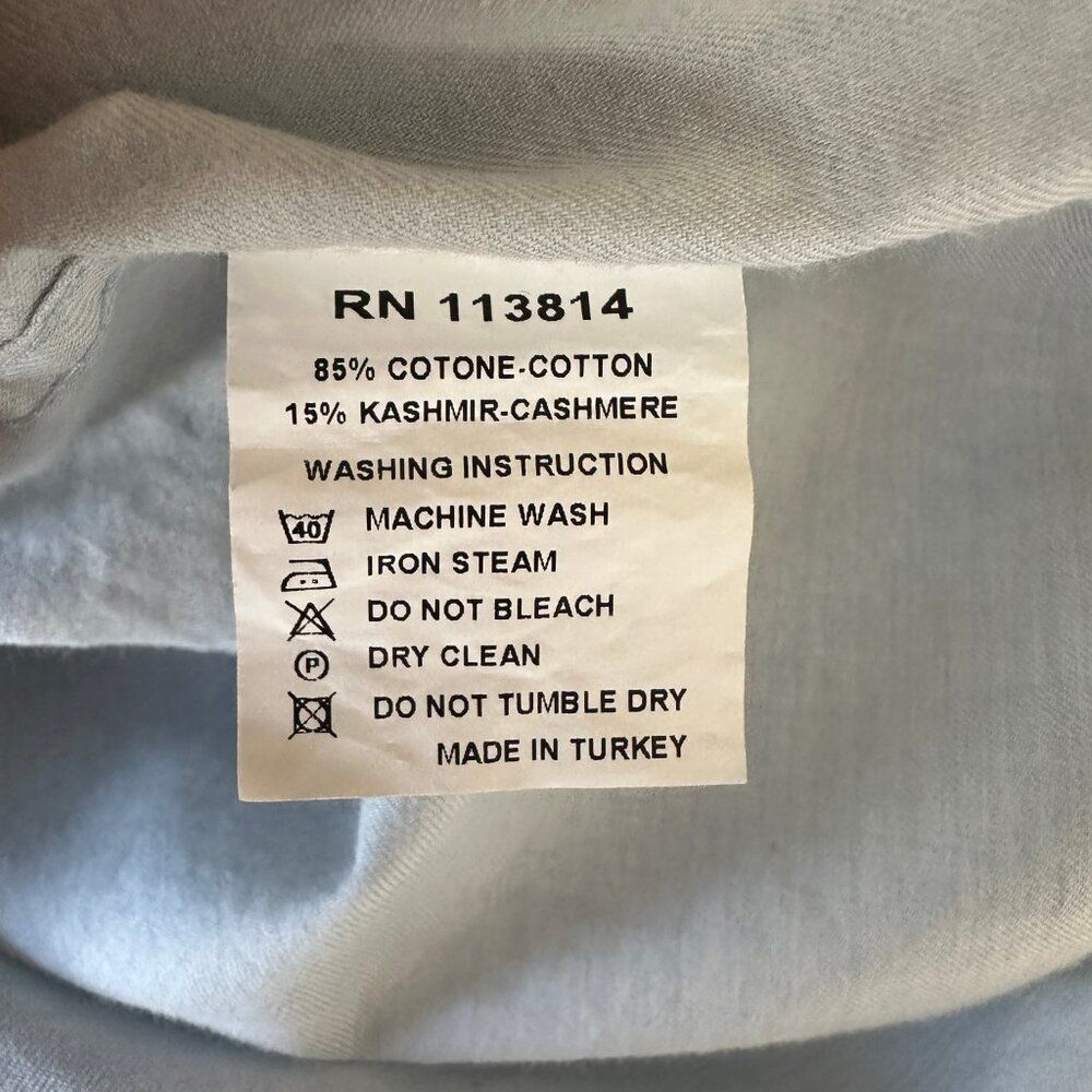Billy Reid Men's Long Sleeve Cotton Cashmere Shirt Size Large Light Blue - Picture 4 of 5